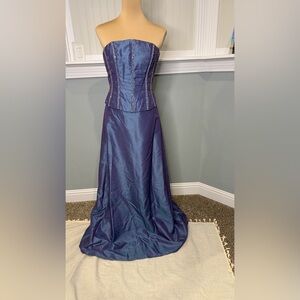 Alfred Angelo Strapless Iridescent Blue-Purple Prom Gown Sz 6